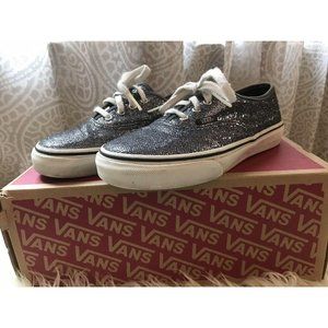 VANS Girls Charcoal Grey Glitter Shoes